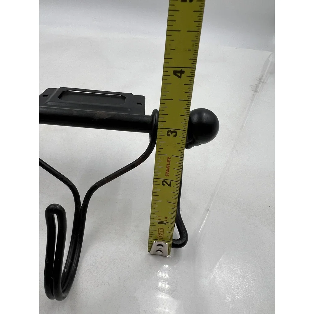 Black Metal Wall Mounted Coat Rack 5 Sliding Hooks with Label Holders 24 Inch